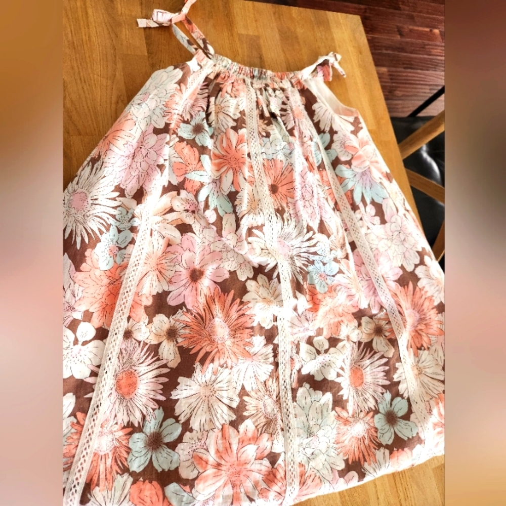 NWOT* Girls Cupcakes and Cashmere Spaghetti Strap Pink Floral Dress Size 6 NWOT